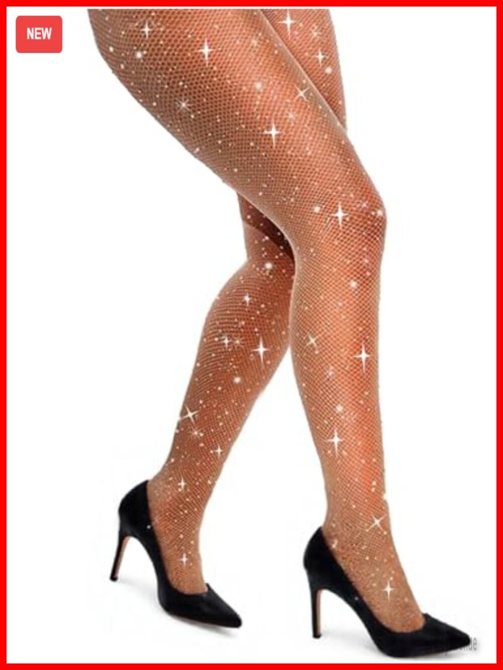Sparkly Rhinestone Fishnet Tights No Snag Nylon Spandex Rave Party Stockings